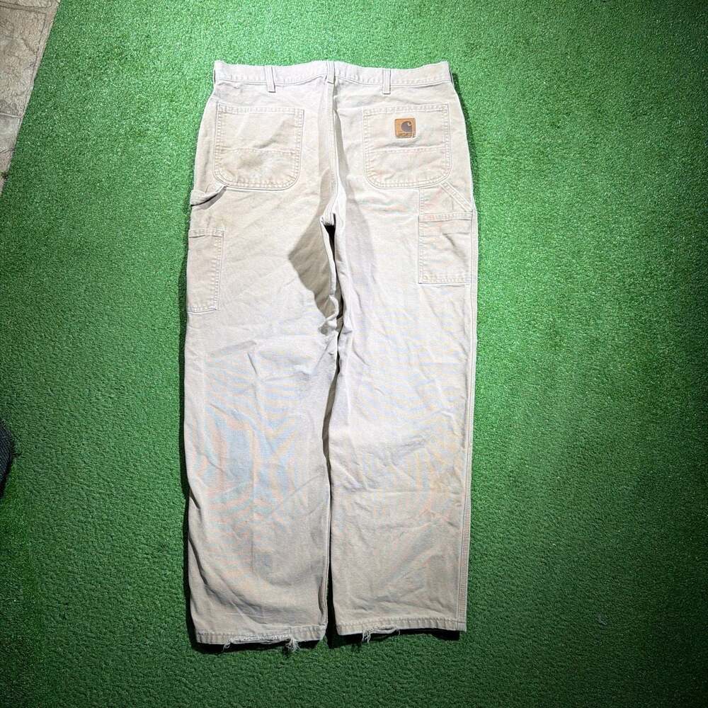 Vintage Carhartt Canvas Carpenter Dungaree Work Pants Tan